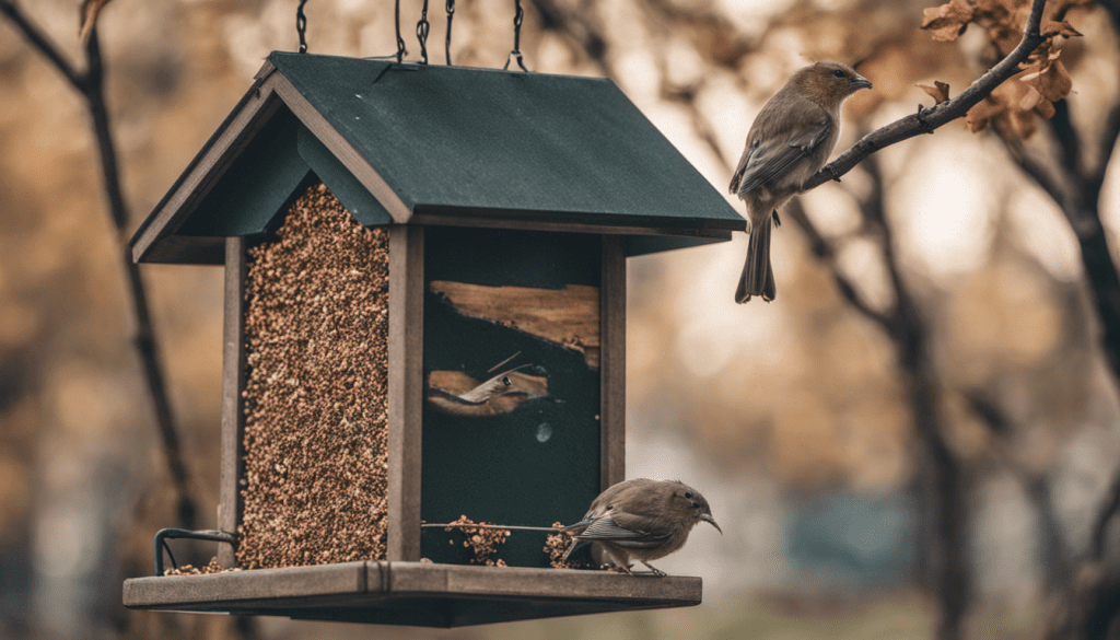 a bird feeder with a couple of birds on it