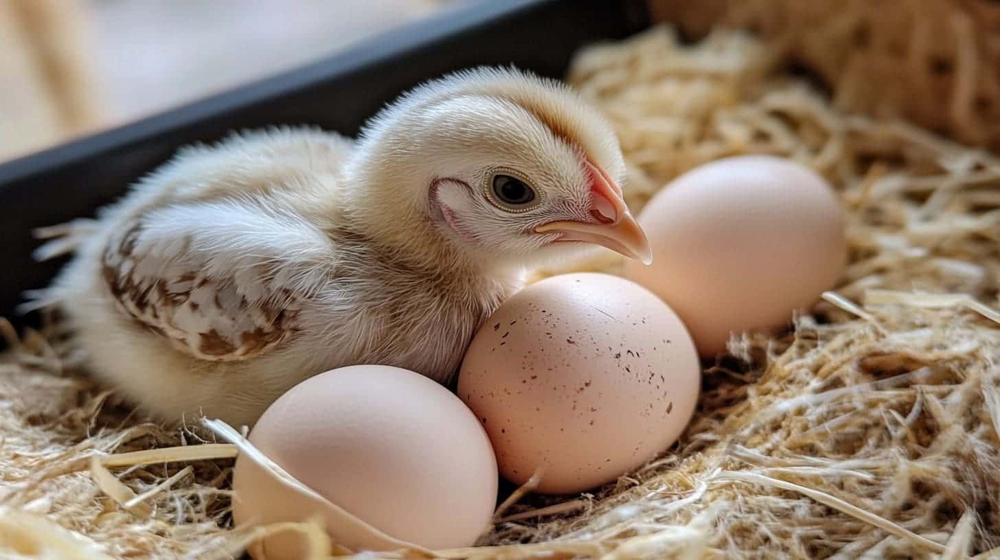 Persoon onderzoekt succesvol broeder eieren uitbroeden voor kippen. broedomgeving voorbereiden