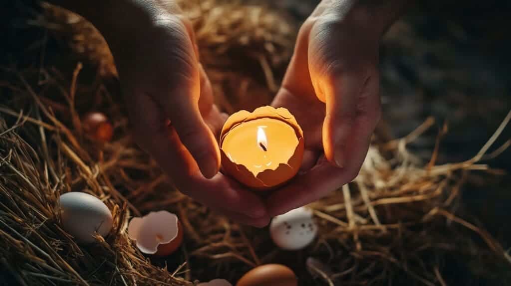 a person holding a candle in their hand