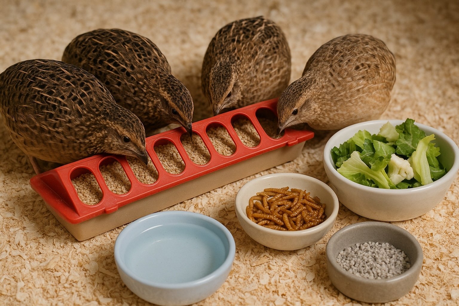 Kwartels bij voeding